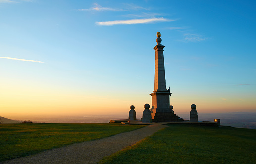 Late December in the Chiltern Hills, and evening sun falls on a memorial to the Boer War. This is Coombe Hill in Buckinghamshire.