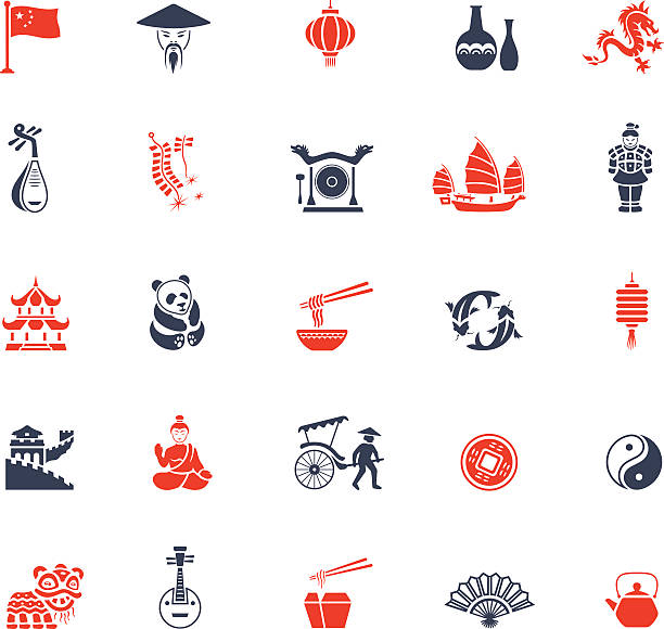 Chinese Icon Set High Resolution JPG,CS6 AI and Illustrator EPS 10 included. Each element is named,grouped and layered separately. Very easy to edit. dragon in chinese temple stock illustrations