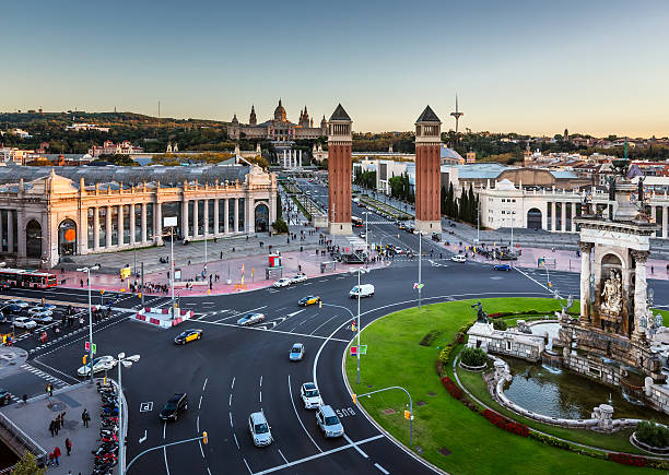 istock Aerial View on Placa Espanya and Montjuic Hill 530601519