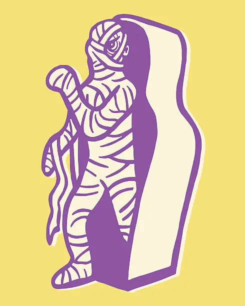 Vector illustration of Mummy Leaving Sarcophagus