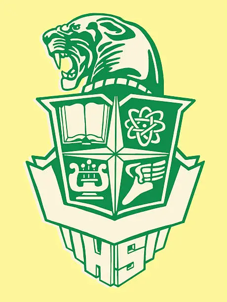 Vector illustration of Panther School Crest
