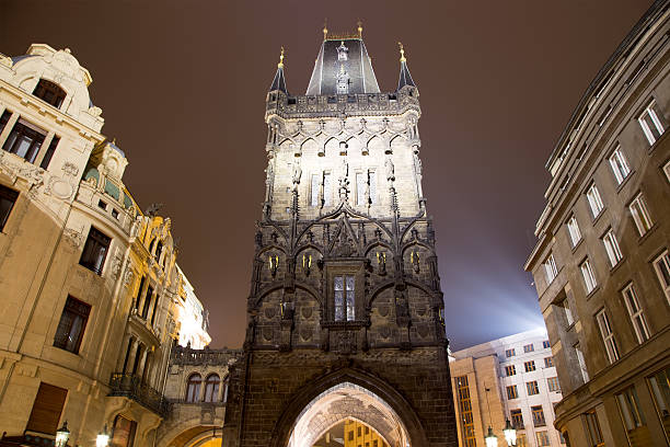 istock Powder tower (gate) at evening in Prague, Czech Republic. 530602595