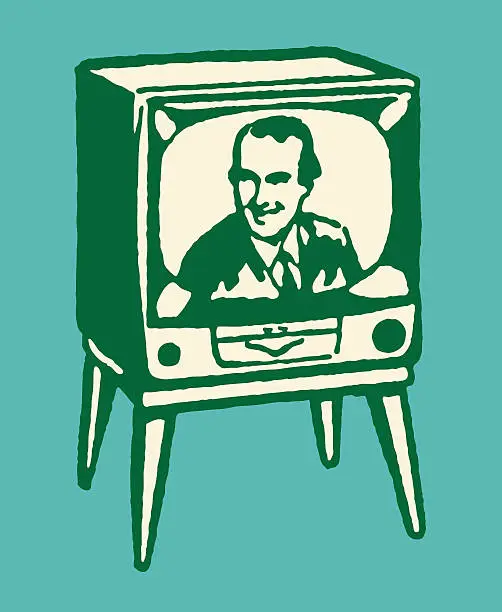 Vector illustration of Man on Television Screen