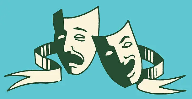 Vector illustration of Tragedy and Comedy Masks