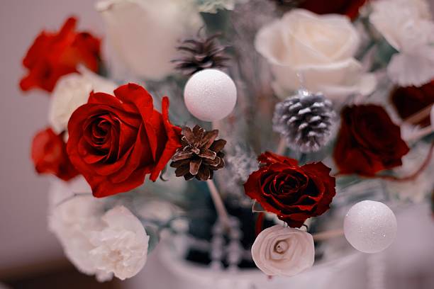 istock wedding bouquet with red rose on the table 530603955