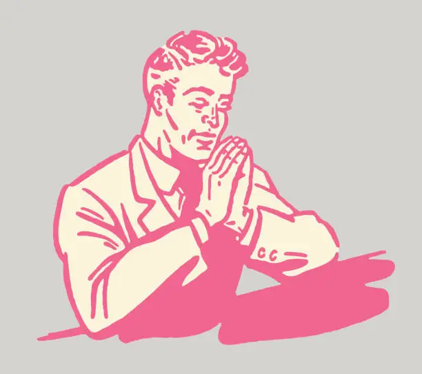 Vector illustration of Man Praying