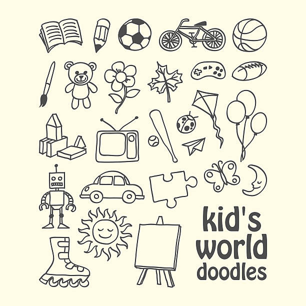 kid's world und kritzeleien - kinder sport auto stock-grafiken, -clipart, -cartoons und -symbole
