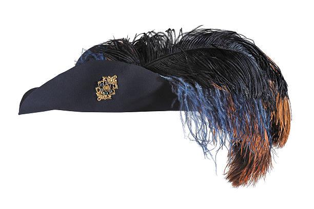 Renaissance hat, Musketeer Headdress with feathers blue, isolated on white background. royal hat stock pictures, royalty-free photos & images