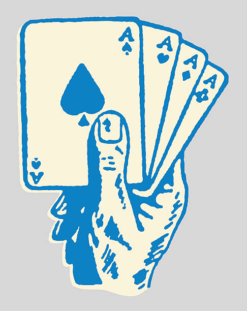 ilustrações, clipart, desenhos animados e ícones de quatro aces - people gambling line art casino