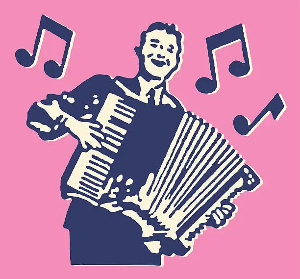 Vector illustration of Man Playing Accordion