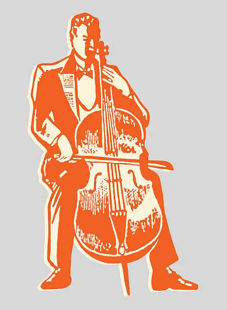 Vector illustration of Man Playing Cello