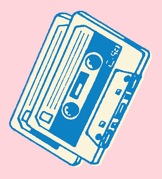 illustrations, cliparts, dessins animés et icônes de deux bandes de cassettes - pink background audio