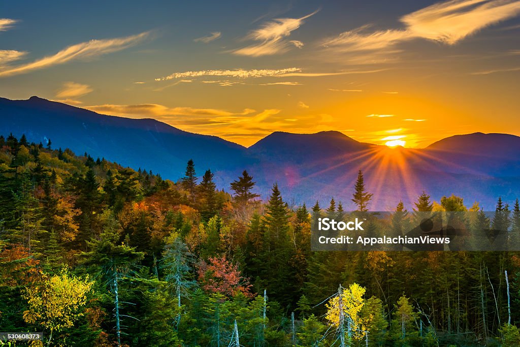 Sunset from  Kancamagus Pass, on the Kancamagus Highway in White Sunset from  Kancamagus Pass, on the Kancamagus Highway in White Mountain National Forest, New Hampshire. New Hampshire Stock Photo