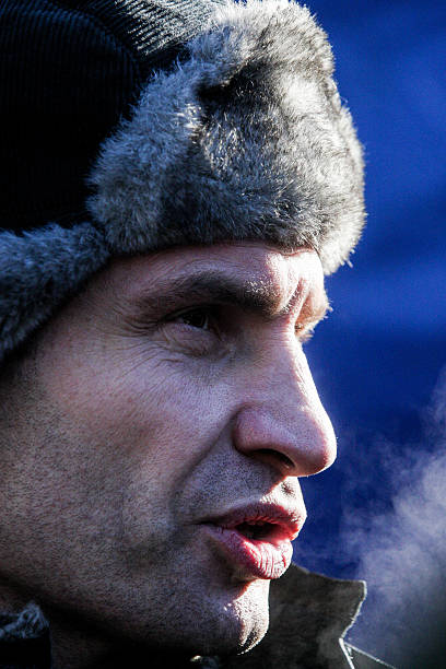 Kiev, Ukraine, February 02, 2014. Ukrainian opposition co-leader Vitali Klitschko speaks during an anti-government protest rally in Kiev, Ukraine. Ukraine has been convulsed by protests led by pro-European activists.