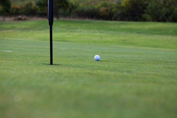istock Golf ball within inches from the hole 530612709