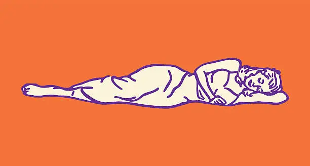 Vector illustration of Woman Sleeping on Floor