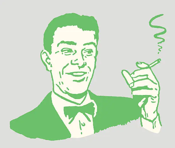 Vector illustration of Man Smoking Cigarette