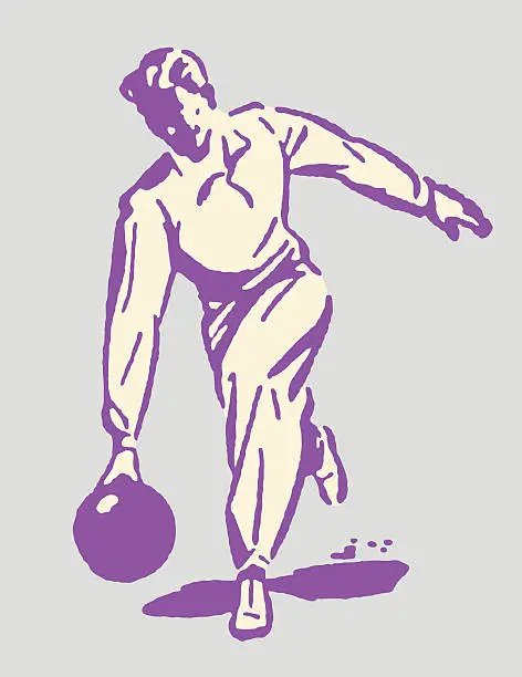 Vector illustration of Man About to Release Bowling Ball