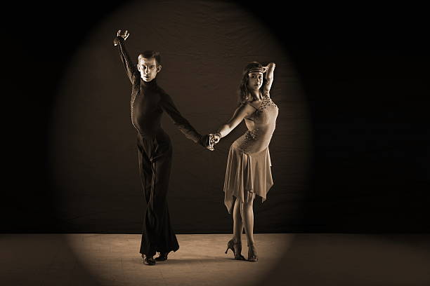 Latino dancers in ballroom