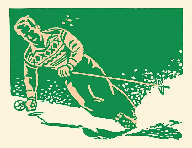 Vector illustration of Male Downhill Skier