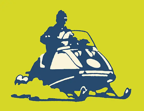 Vector illustration of Person Riding a Snowmobile