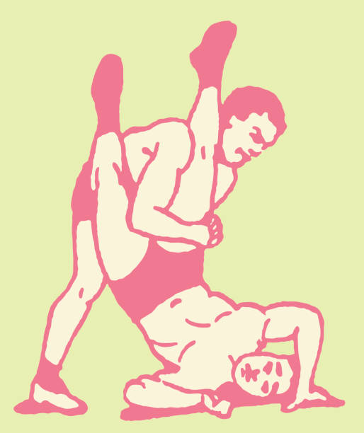 ilustrações de stock, clip art, desenhos animados e ícones de jogo de luta - wrestling sport two people people