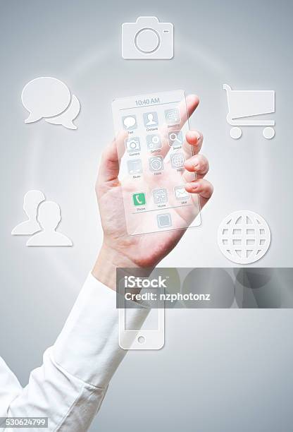 Futuristic Smart Phone Stock Photo - Download Image Now - Cloud Computing, Computer, Mobile App