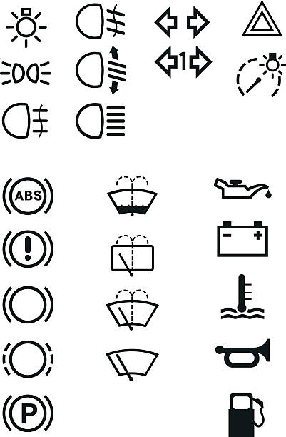 ilustrações, clipart, desenhos animados e ícones de placas de painel de carro - gauge car motor vehicle heat