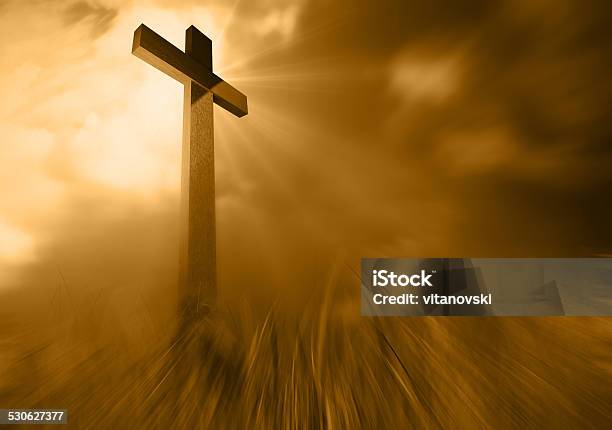 Wooden Cross Stock Photo - Download Image Now - Horizontal, In Silhouette, No People