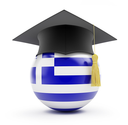 education in greece on a white background