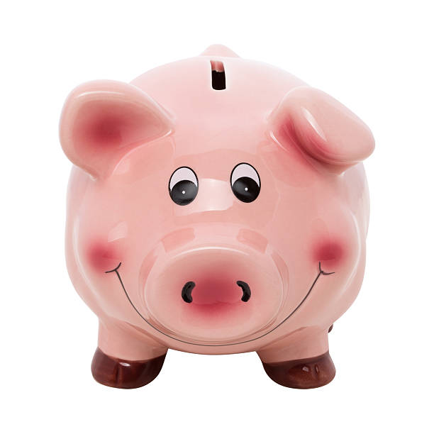 istock Funny pink piggy bank isolated over white 530635841