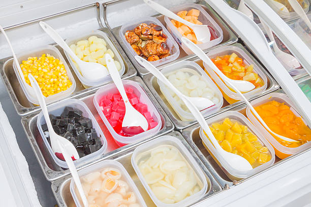 istock Group of Compote for sale with ice cream 530637651