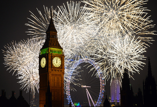 New Year Fireworks around Big Ben
