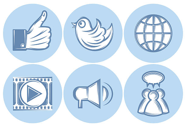 icons for social networking, internet, twitter, like, file sharing - twitter 幅插畫檔、美工圖案、卡通及圖標