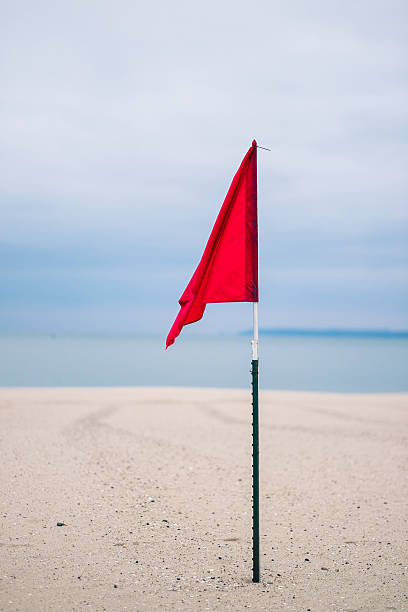 istock Red Beach Flag - No Swimming 530646445