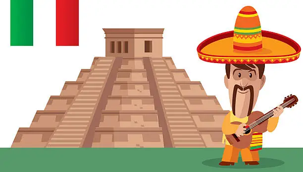 Vector illustration of Chichen Itza