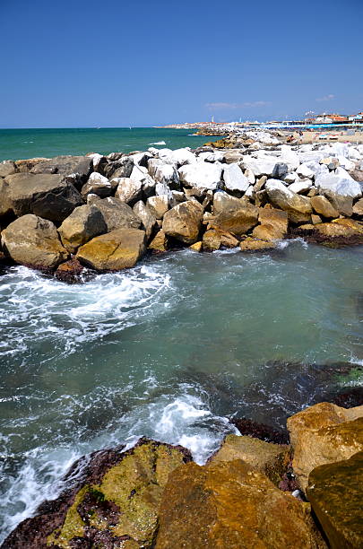 vista picturesque na praia na marina di pisa, toscana, itália - marina di pisa imagens e fotografias de stock