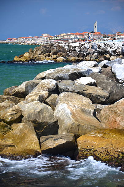 vista picturesque na praia na marina di pisa, toscana, itália - marina di pisa imagens e fotografias de stock