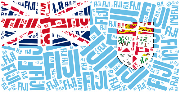 National flag of Fiji. Word cloud illustration.