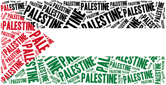 National flag of Palestine. Word cloud illustration.