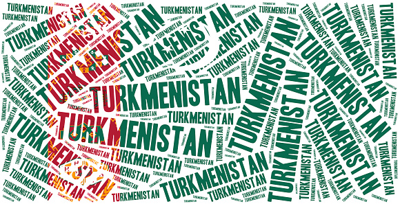 National flag of Turkmenistan. Word cloud illustration.