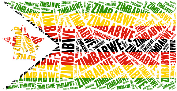 National flag of Zimbabwe. Word cloud illustration.