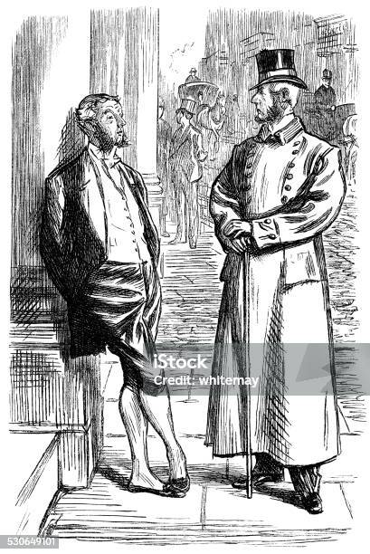 Two Flunkeys Chatting Stock Illustration - Download Image Now - 1860-1869, 1870-1879, 19th Century