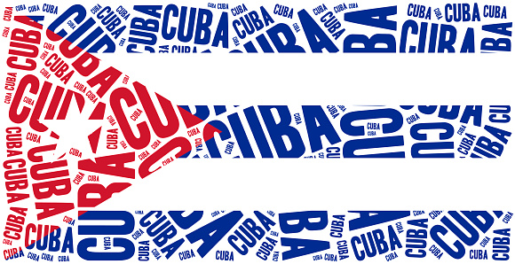 National flag of Cuba. Word cloud illustration.