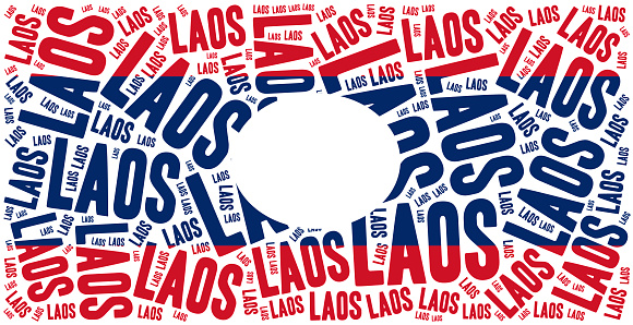 National flag of Laos. Word cloud illustration.