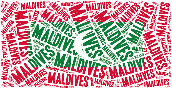 National flag of Maldives. Word cloud illustration.