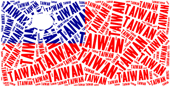 National flag of Taiwan. Word cloud illustration.