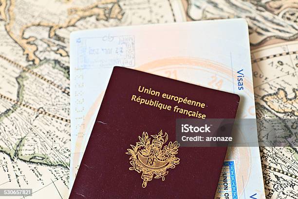 Passport And Map Stock Photo - Download Image Now - Airplane, Airplane Ticket, Airport