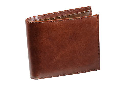 Leather wallet on white background