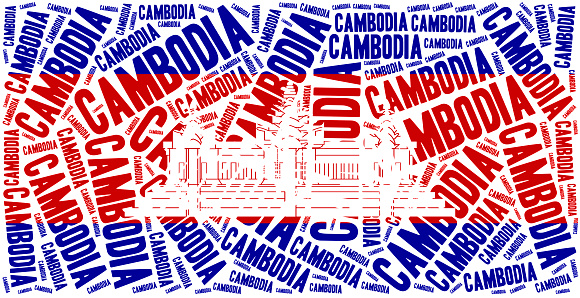 National flag of Cambodia. Word cloud illustration.